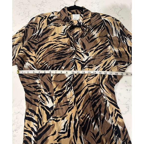 Vintage Francesca of Damon for Starington Saks Silk Animal Print Dress - Size 12 - Picture 10 of 13